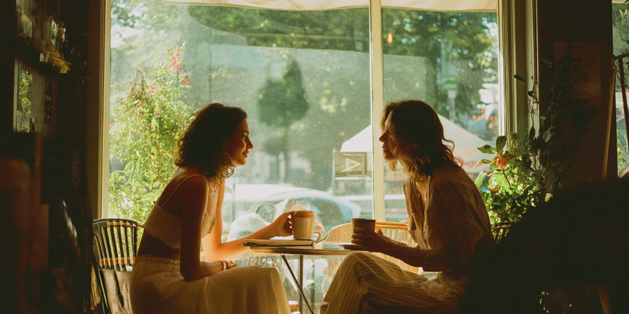 Women couple sharing intimate afternoon moment over coffee – inlafete